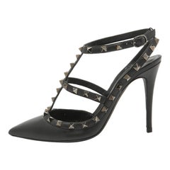 Valentino Black Leather Rockstud Pumps Size 39