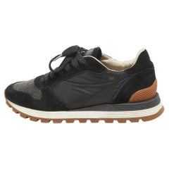 Brunello Cucinelli Zapatillas con cordones de ante de nailon azul marino talla 39,5