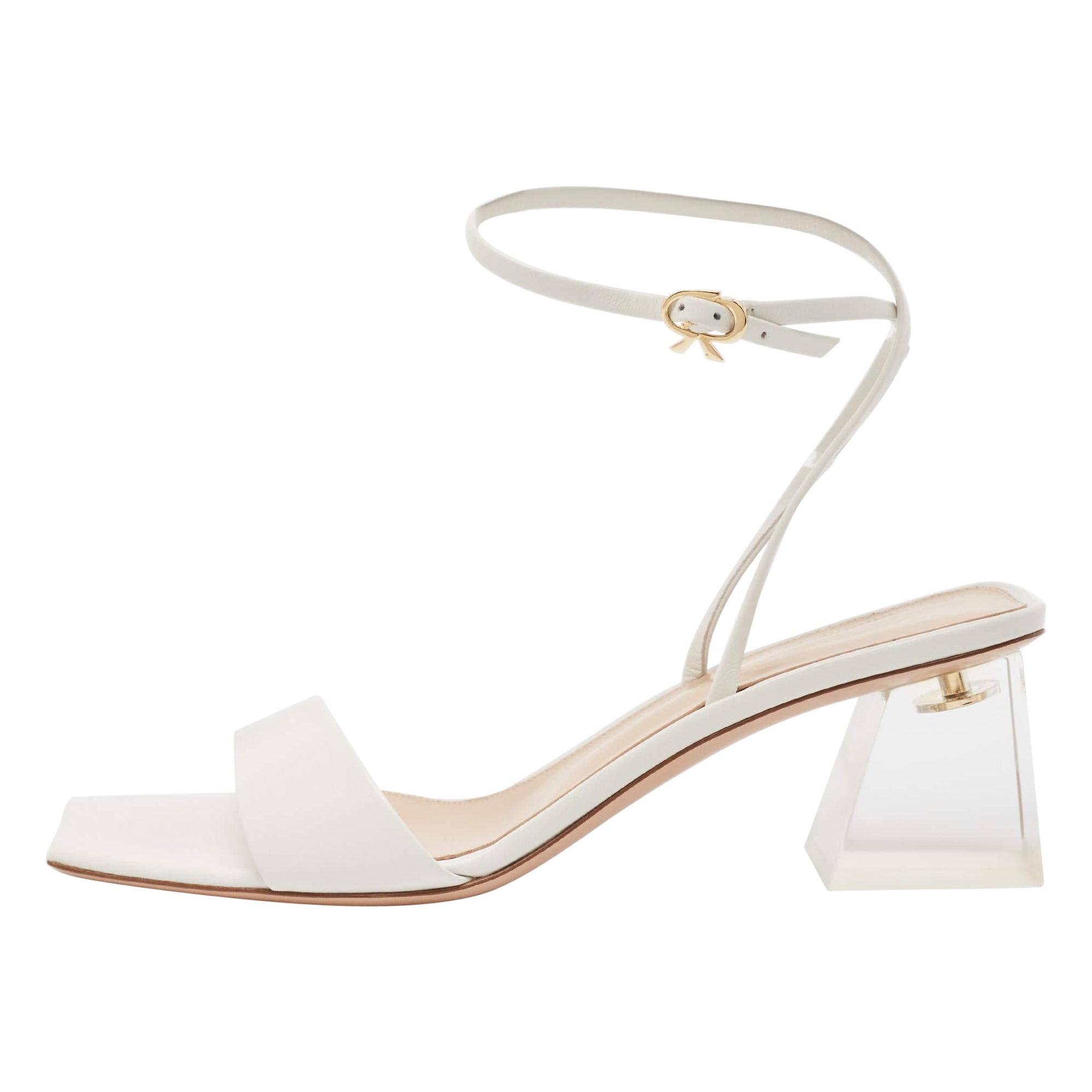 Gianvito Rossi White Leather Cosmic Sandals Size 39 For Sale