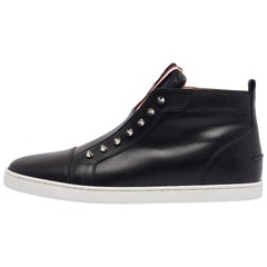 Christian Louboutin Black Leather Fique A Vontade Sneakers Size 43