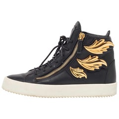 Giuseppe Zanotti Black Leather Wings High Top Sneakers 43