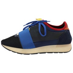 Balenciaga Multicolor Mesh and Leather Race Runner Low Top Sneakers Size 40