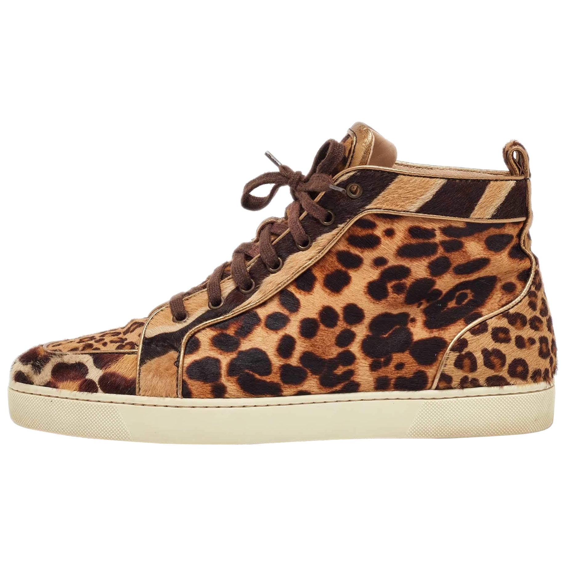 Christian Louboutin Brown Kalb Haar Rantus Orlato High Top Turnschuhe Größe 43
