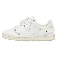 Valentino White Leather and Feather Backnet Sneakers Size 35.5