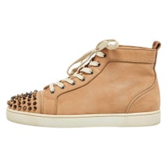 Christian Louboutin Sneakers alte in pelle nabuk beige 43