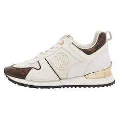 Louis Vuitton White/Brown Monogram Canvas and Leather Run Away Sneakers Size 39