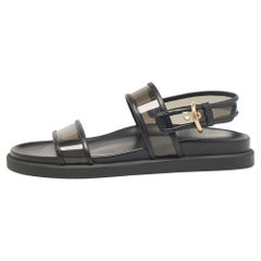 Gianvito Rossi Sandales Bilbao en cuir noir et PVC Taille 41