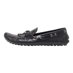 Louis Vuitton Black Leather Bow Arizona Loafers Size 42.5