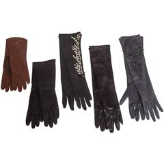 Set of Five Pair of Vintage  Evening Gloves - Small