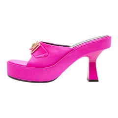 Versace Purple Satin Slide Sandals Size 39