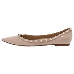 Valentino Beige Patent Leather Rockstud Ballet Flats Size 38