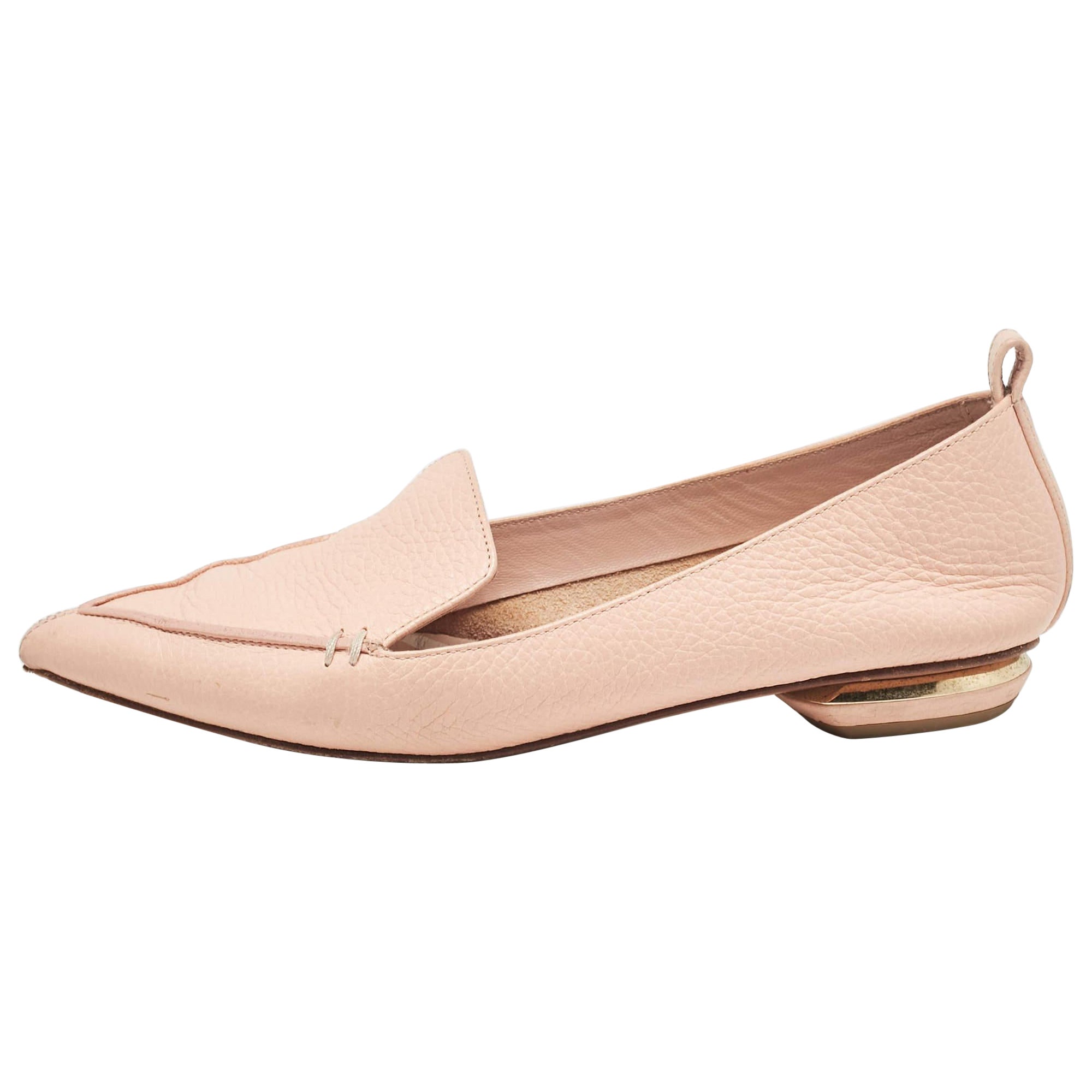 Nicholas Kirkwood Pink Leather Beya Loafers Size 36 For Sale