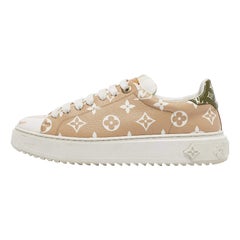Louis Vuitton Beige Canvas Time Out Lace Up Sneakers Size 38