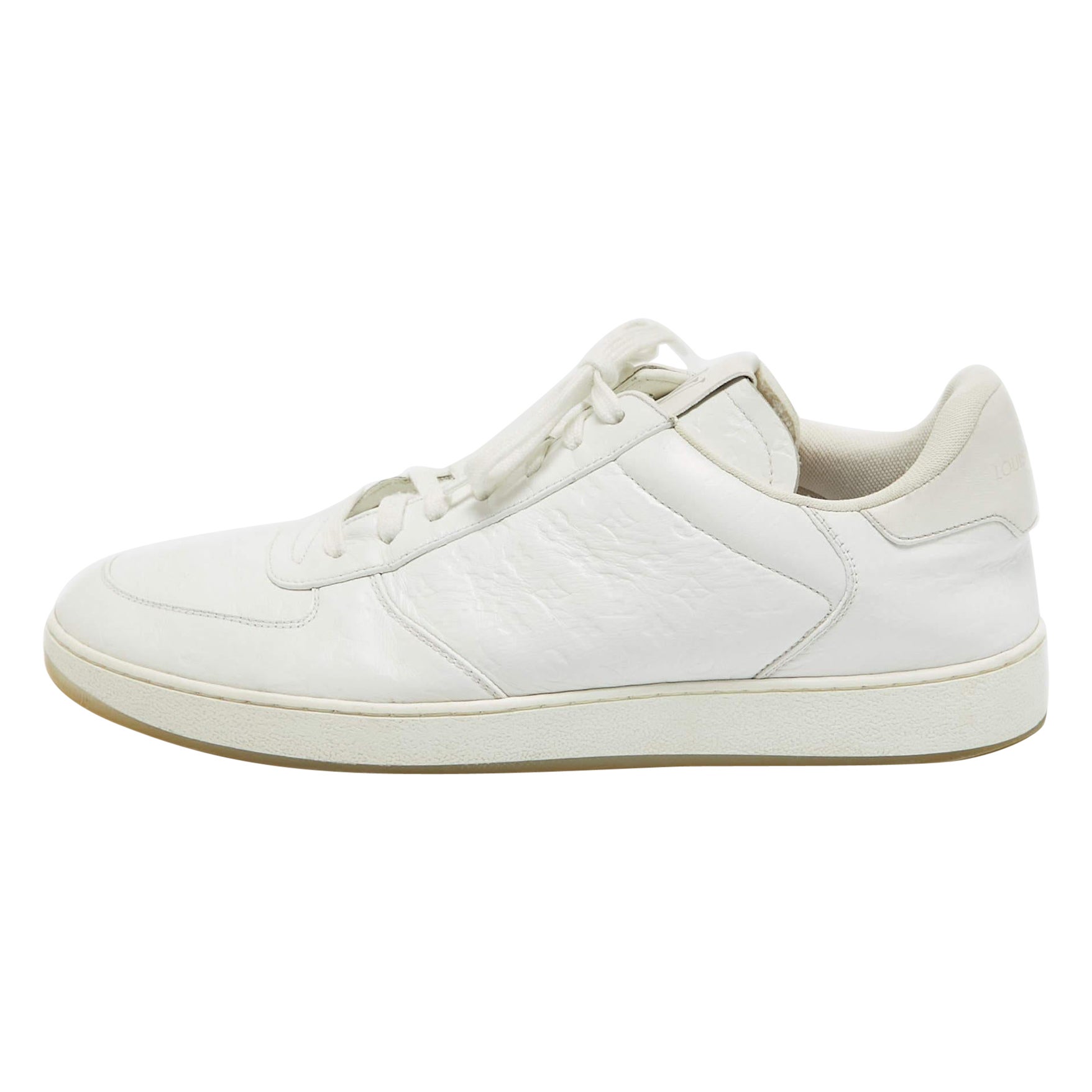 Louis Vuitton Rivoli Lace Up Turnschuhe aus weißem Leder Größe 42,5