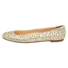 Giuseppe Zanotti Gold Leather Embellished Ballet Flats Size 37