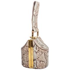 Vintage Python Box Handbag with Top Handle 10