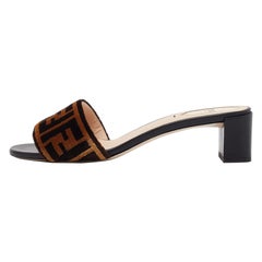 Fendi Brown Zucca Velvet Slide Sandals Size 39