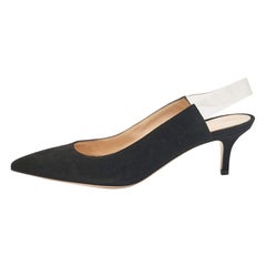 Gianvito Rossi Black Suede and PVC Slingback Pumps Size 37.5