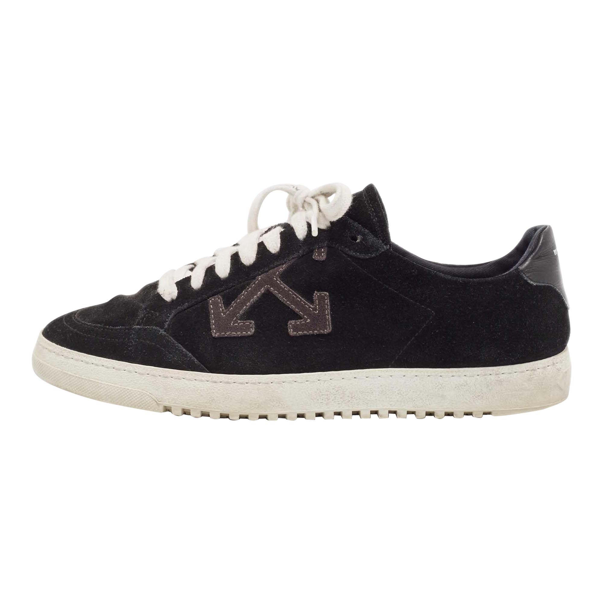 Off-White - Sneakers Vulcanizzate in Pelle e Camoscio Nero Taglia 41