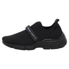Prada Sport Navy Blue Neoprene Velcro Slip On Sneakers Size 38