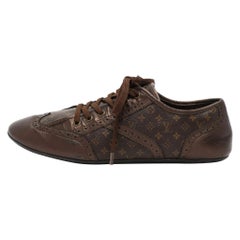 Louis Vuitton Brown Monogram Canvas and Leather Low Top Sneakers Size 40.5