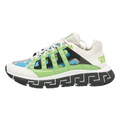 Versace Multicolor Leather and Canvas Trigreca Lace Up Sneakers Size 46
