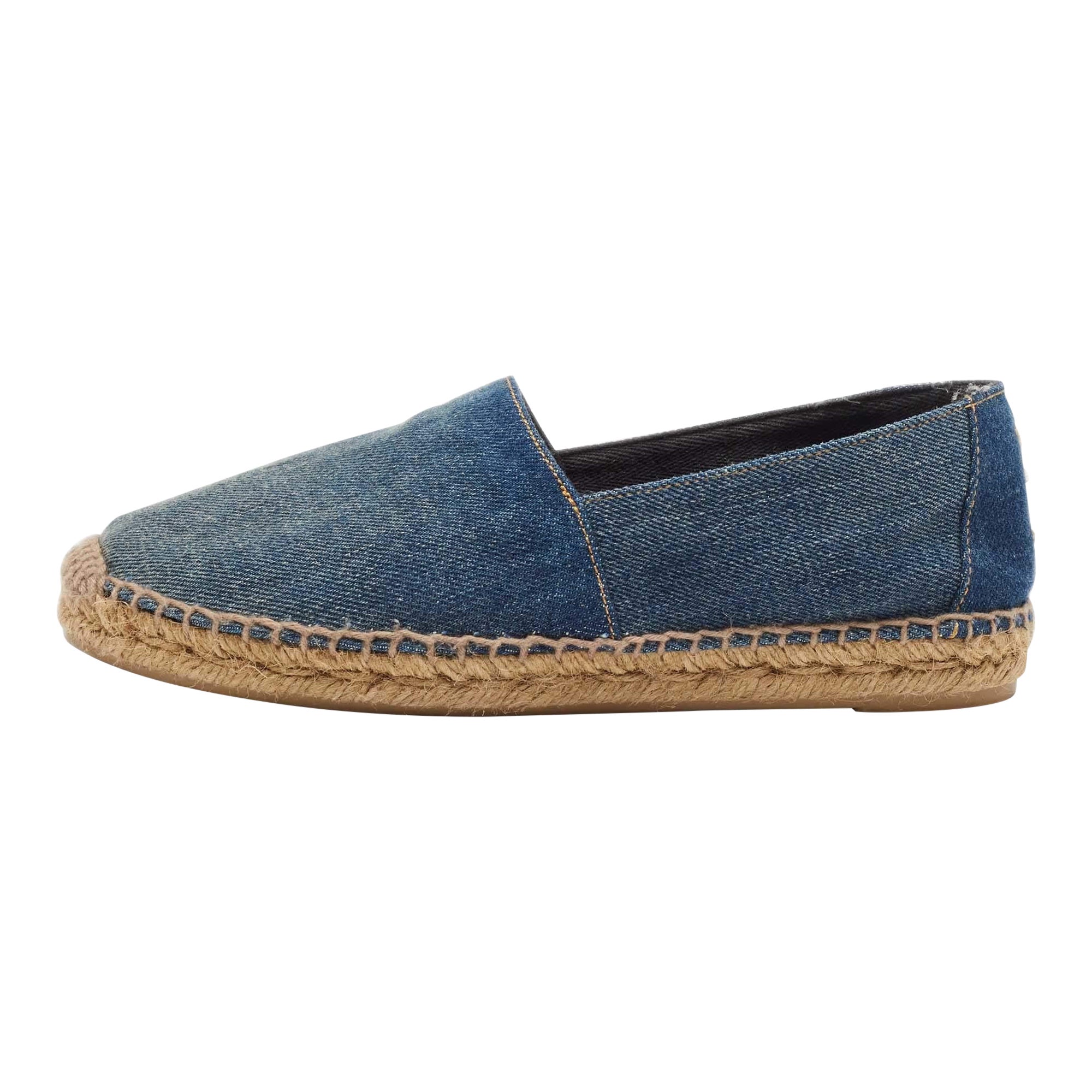 Saint Laurent  Blue Denim Espadrille Flats Size 36.5 For Sale
