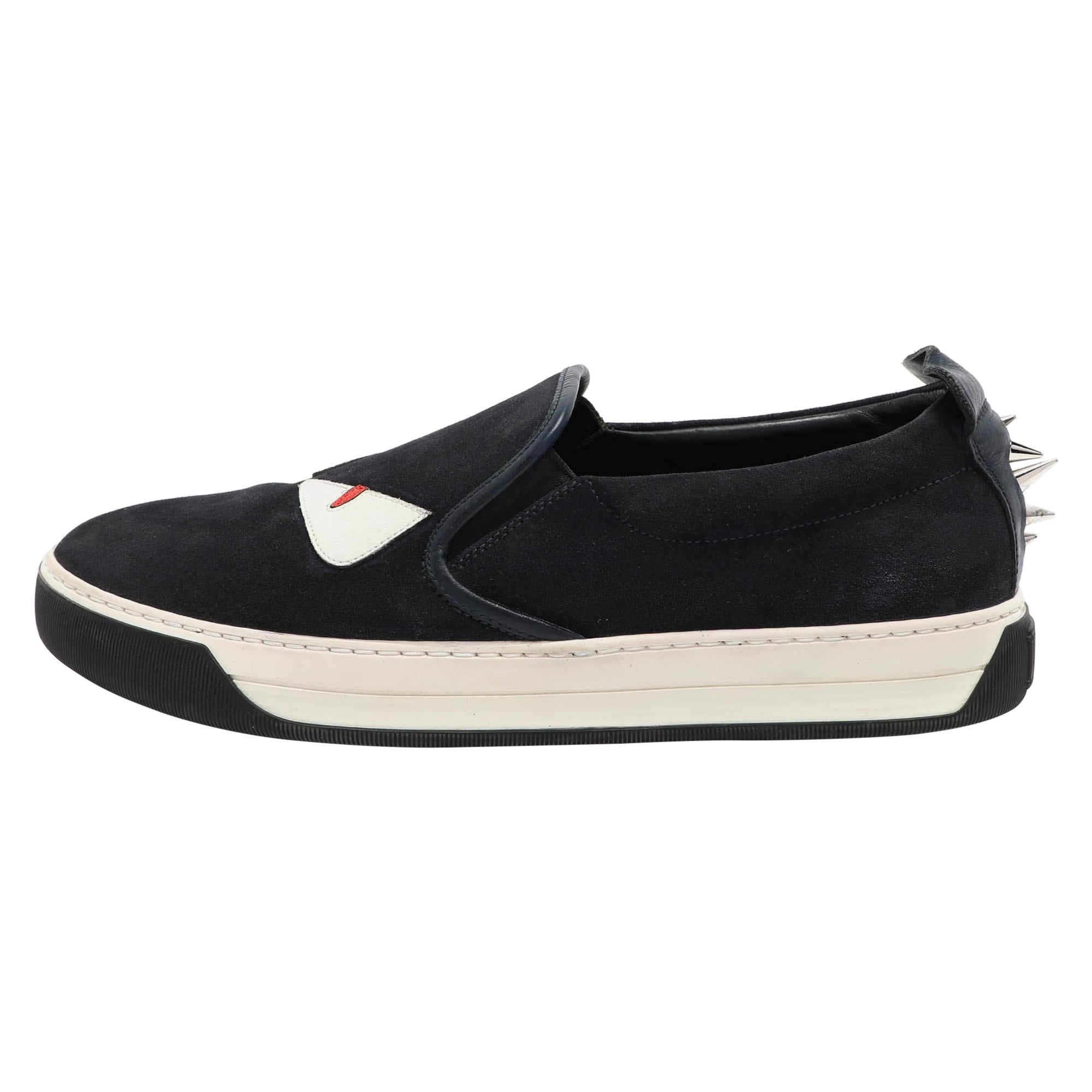 Baskets Monster Eyes de Fendi en daim bleu marine, taille 42