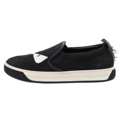Fendi Azul Marino Ante Monster Eyes Zapatillas Slip On Talla 42