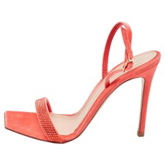 Gianvito Rossi Sandalias de terciopelo rojo amapola con adornos Britney Talla 38.5
