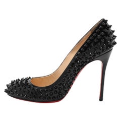 Christian Louboutin Black Patent Leather Simple Spike Pumps Size 37.5