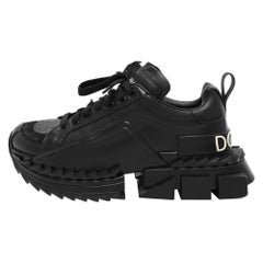 Dolce & Gabbana Black Leather and Rubber Super King Low Top Sneakers Size 40