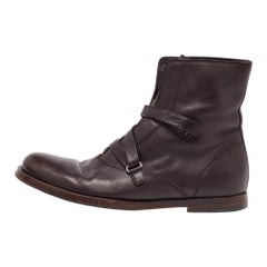 Gucci Dark Brown Leather Ankle Length Boots Size 41
