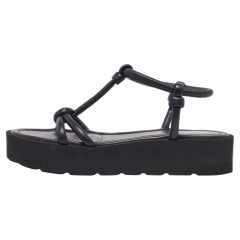 Gianvito Rossi Sandalias de plataforma de cuero negro marino talla 38