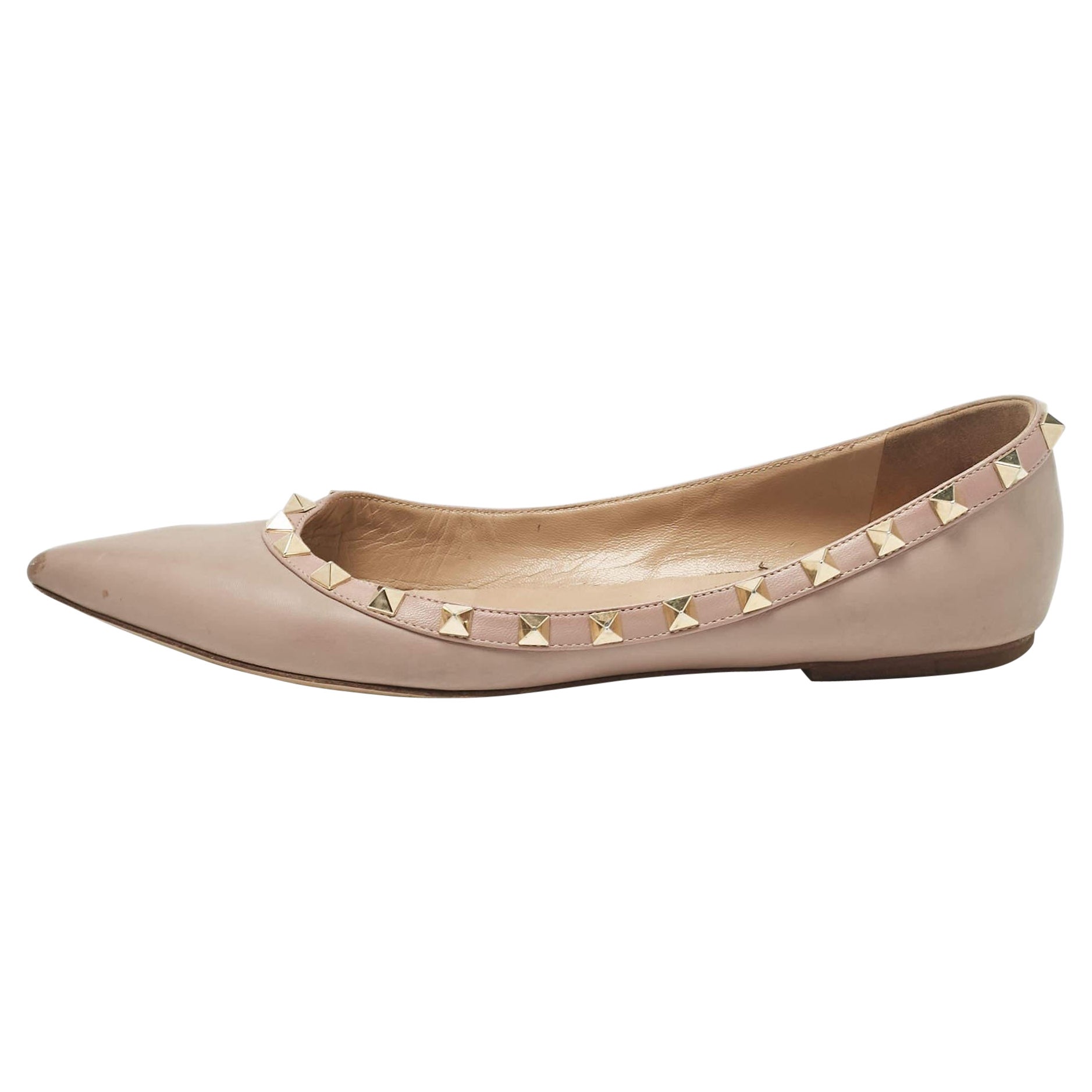Valentino Ballerine Rockstud in pelle beige misura 39