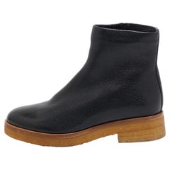 The Row Black Leather Boris Ankle Length Boots Size 39