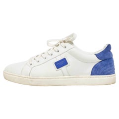 Dolce & Gabbana White/Blue Leather and Suede Portofino Low Top Sneakers Size 41