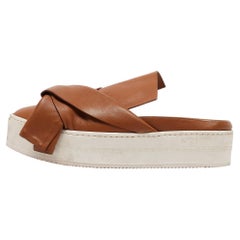 N°21 Tan Knotted Leather Platform Mules Size 37.5