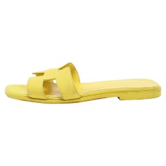 Hermes Giallo Pelle Oran Scivoli Piatti Taglia 36