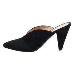 Prada Black Suede Mules Size 37