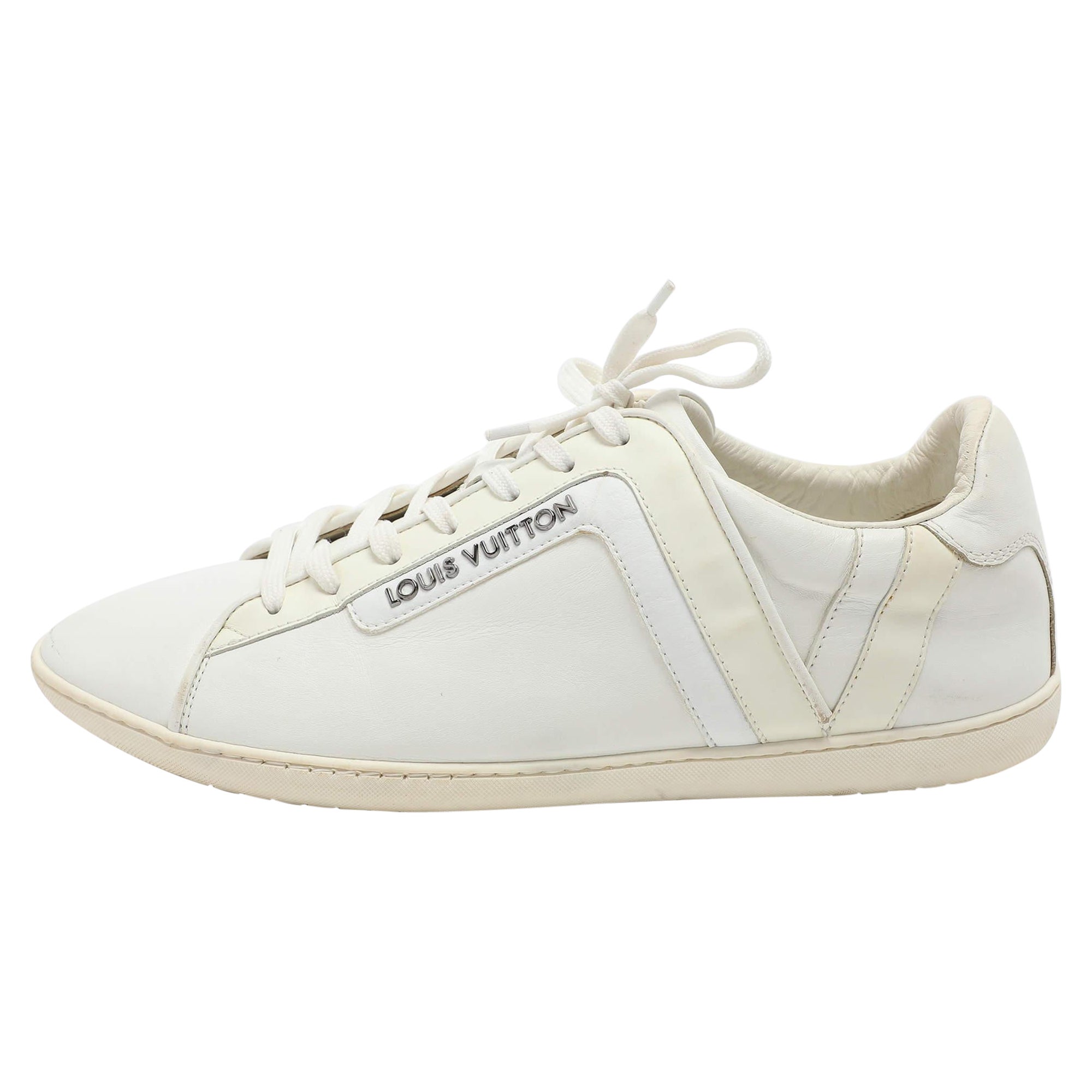 Weiße Leder-Turnschuhe von Louis Vuitton mit niedrigem Oberteil Größe 42.5