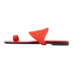 Hermes Orange Suede Flat Sandals Size 41