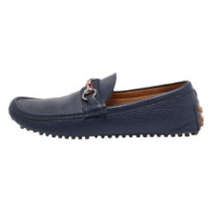 Gucci Mocassini con morsetto in pelle blu navy misura 42,5