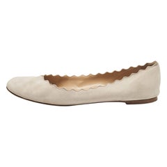 Chloe Graue Lauren Ballettschuhe aus Wildleder mit Wellenschliff Größe 39,5