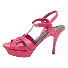 Sandalias Tribute de piel rosa Saint Laurent talla 38