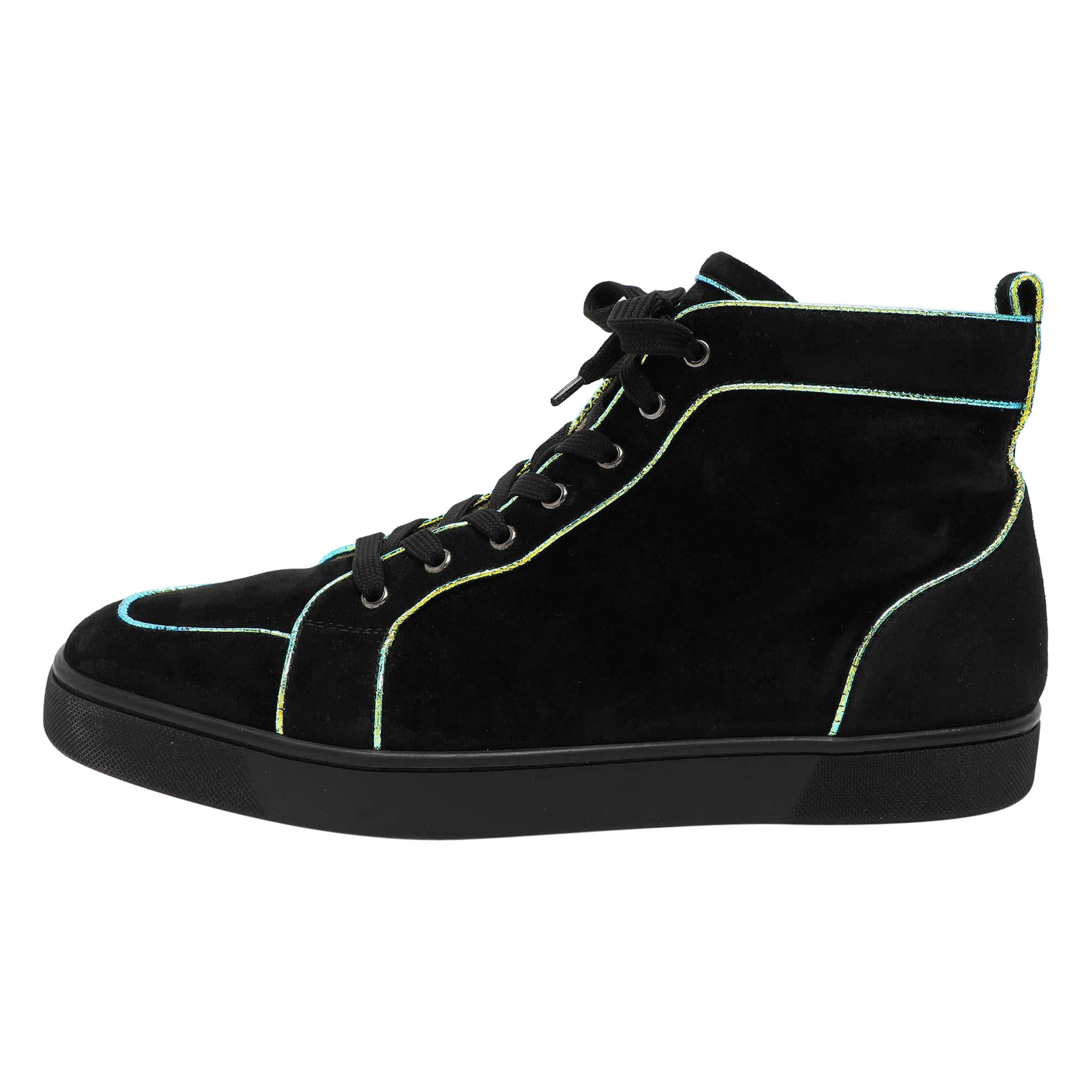 Christian Louboutin Schwarze Rantulow Orlato High Top Turnschuhe aus Wildleder Größe 46