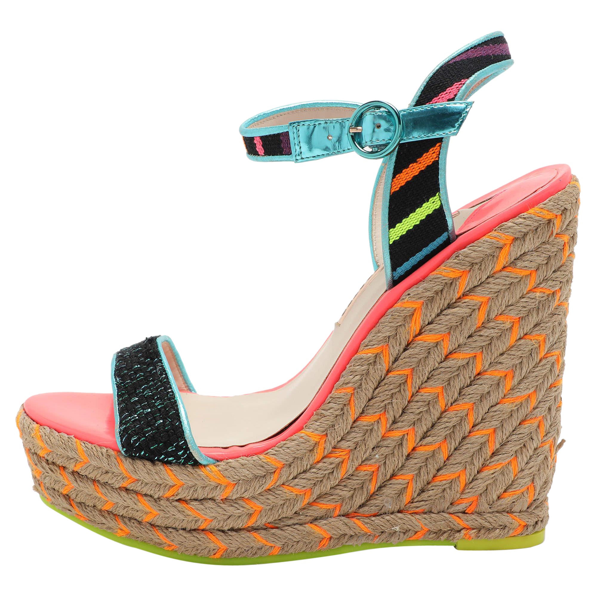 Sophia Webster Multicolor Fabric and Leather Lucita Espadrille Sandals Size 40 For Sale