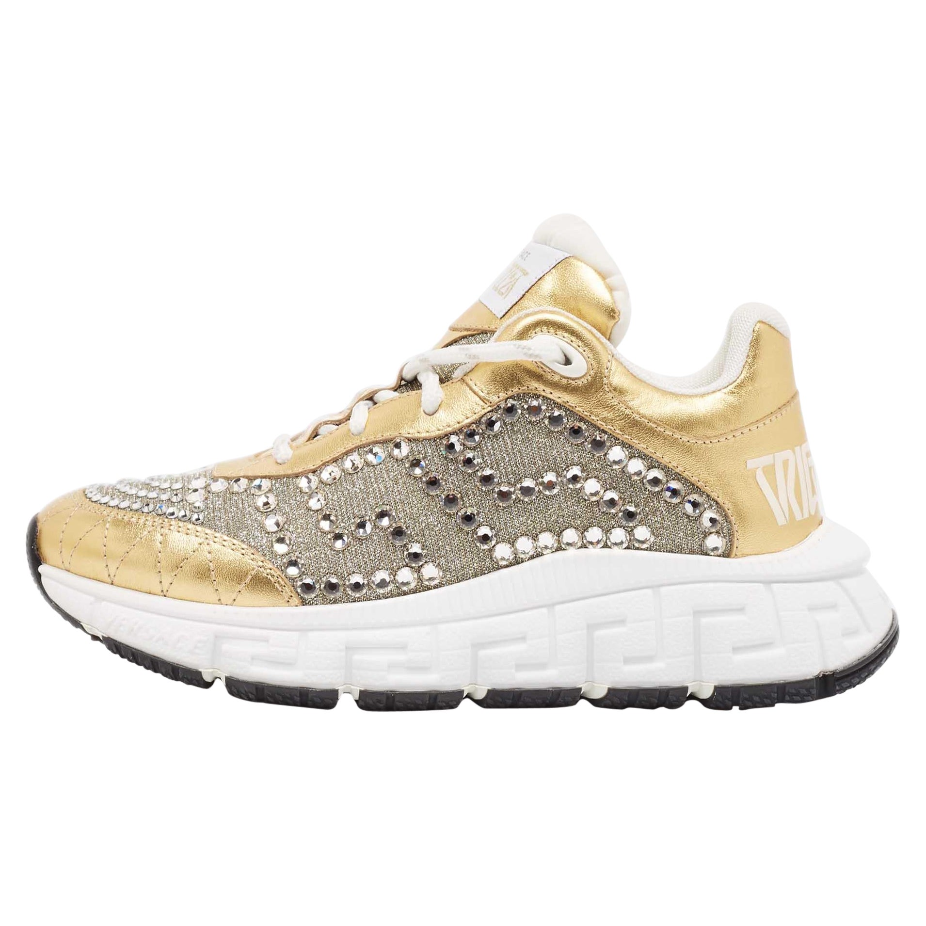 Zapatillas Trigreca Versace Oro/Plata Piel y Tejido Lúrex Talla 36 en venta