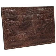 Roberto Cavalli Floral Leather Cardholder, Brown