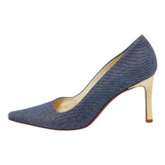 Burberry - Décolletés a punta in tessuto blu denim Taglia 38